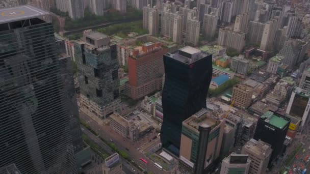 Luchtfoto Video District Gangnam Seoul Een Wazige Bewolkte Dag — Stockvideo