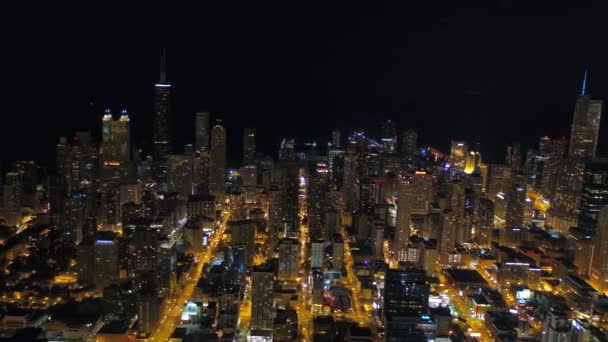 Illinois Aéreo Centro Cidade Chicago Noite — Vídeo de Stock