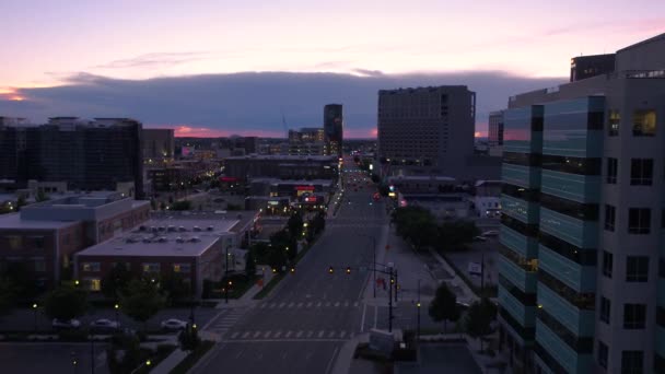 Vidéo Aérienne Centre Ville Boise Coucher Soleil — Video