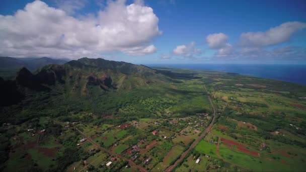 Hawai Aéreo Las Montañas Kauai Anahola — Vídeo de stock