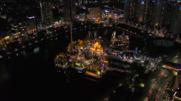 Vídeo Aéreo Lotte World Tower Lotte World Jamsil Por Noche — Vídeos de Stock