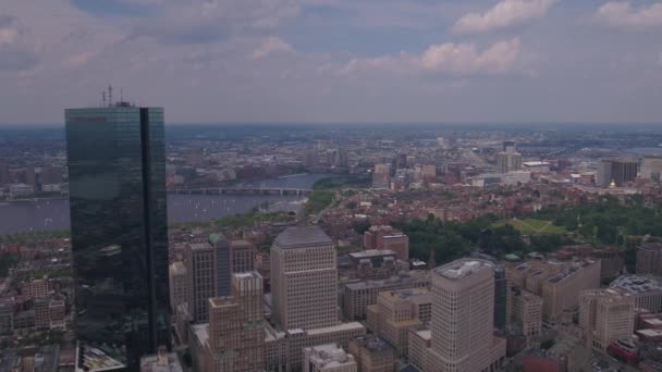 Aerial Video Downtown Boston Sunny Day — Stock Video