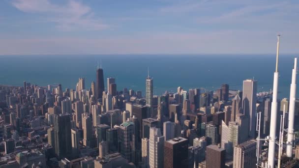 Video Aereo Del Centro Chicago Una Giornata Sole — Video Stock