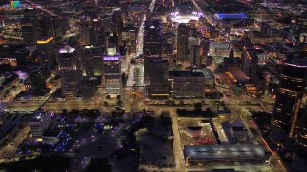 Aerial Video Downtown Detroit Nattetid — Stockvideo