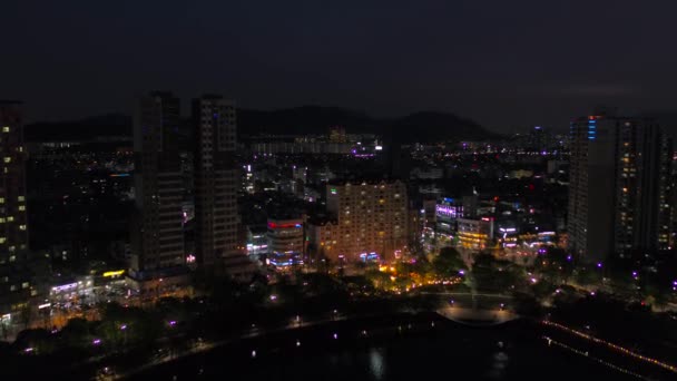 Vídeo Aéreo Lotte World Tower Lotte World Jamsil Por Noche — Vídeo de stock