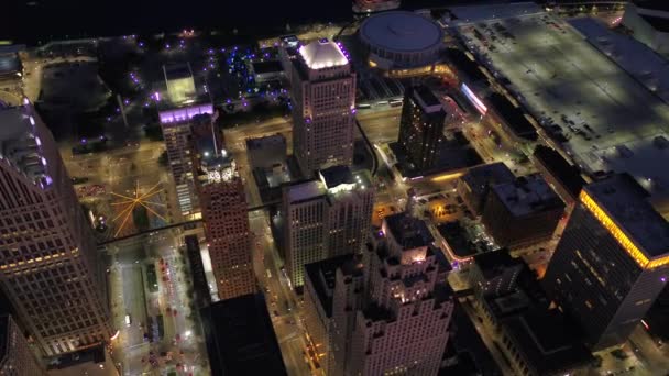 Luftbild Der Nächtlichen Detonation Der Innenstadt — Stockvideo