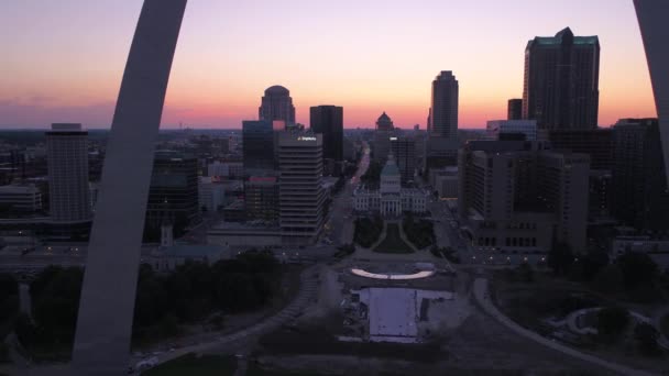日落市中心圣路易斯的空中视频 — 图库视频影像