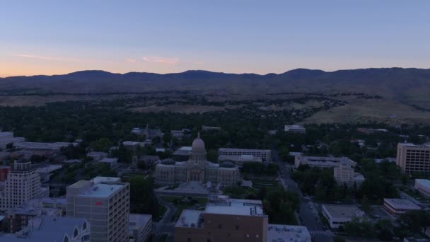 Vídeo Aéreo Del Centro Boise Atardecer — Vídeos de Stock