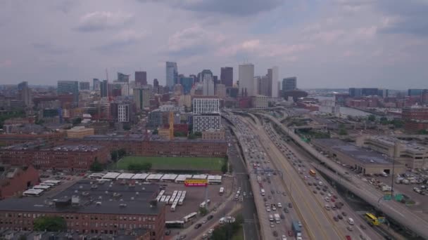 Vídeo Aéreo Del Centro Boston Día Soleado — Vídeos de Stock