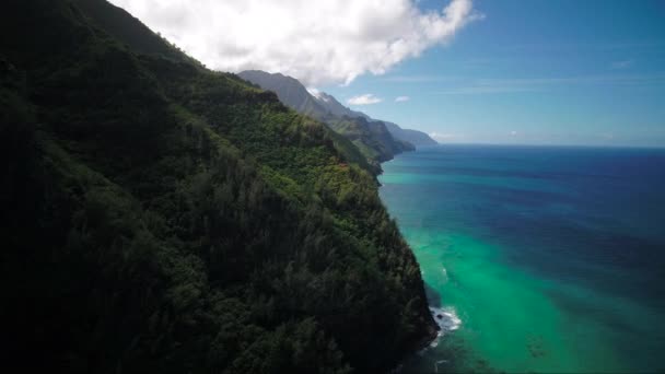 Havaí Aéreo Kauai Kalalau Napali Coast State Park — Vídeo de Stock