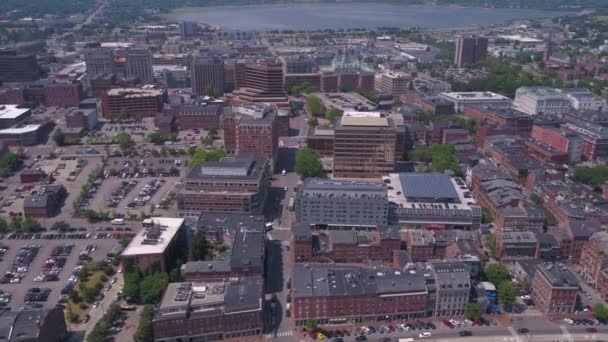 Luftbild Der Innenstadt Von Portland Einem Sonnigen Tag — Stockvideo