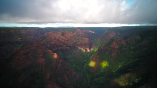 Aerial Hawaii Kauai Waimea Canyon — Stockvideo