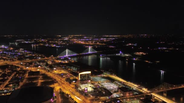 夜のダウンタウン セントルイスの空撮 — ストック動画