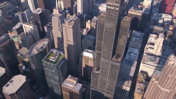 Aerial Video Centrala Chicago Solig Dag — Stockvideo