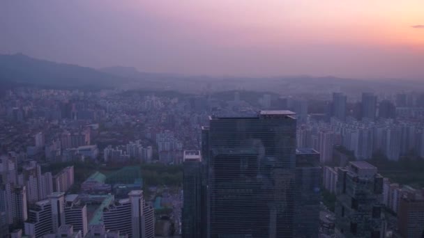 Повітряні Відео Районі Gangnam Сеулі Заході Сонця — стокове відео