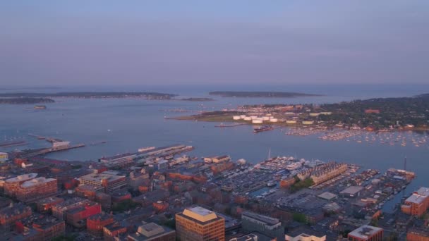 Video Aéreo Del Centro Portland Atardecer — Vídeo de stock