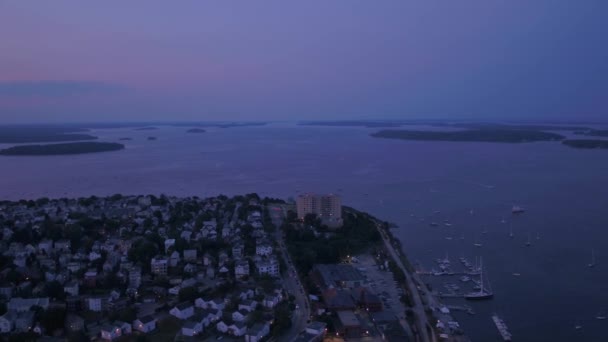 Видео Воздуха Центре Портленда Ночью — стоковое видео