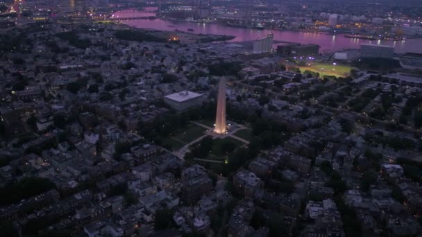 Aerial Video Downtown Boston Night — Stock Video