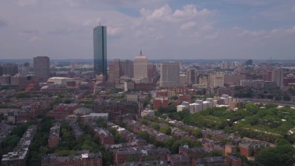 Aerial Video Downtown Boston Sunny Day — Stock Video