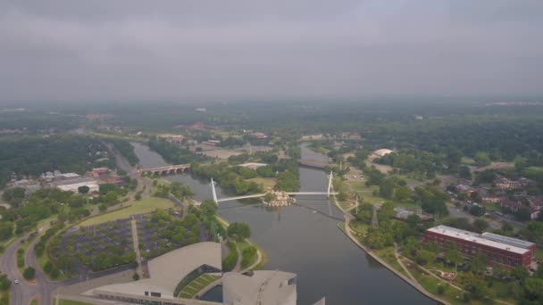 Aerial Κάνσας Στο Κέντρο Της Πόλης Wichita — Αρχείο Βίντεο