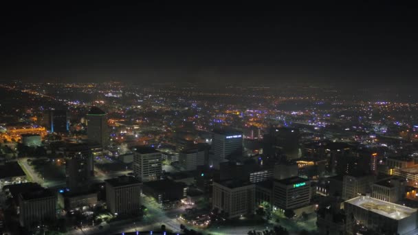 Luchtfoto Kansas Van Downtown Wichita Stad Bij Nacht — Stockvideo