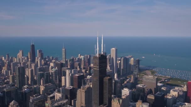 Luftbild Von Der Innenstadt Chicagos Einem Sonnigen Tag — Stockvideo