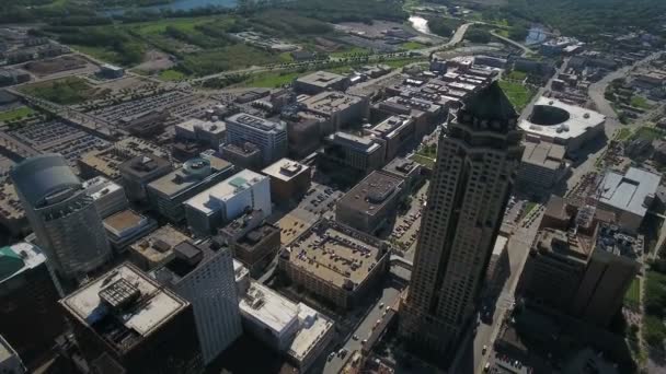 Luchtfoto Video Van Des Moines Stad Iowa — Stockvideo