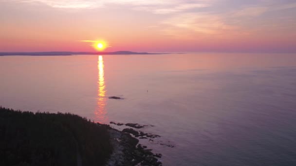 Parque Nacional Aerial Maine Acadia Amanecer — Vídeo de stock