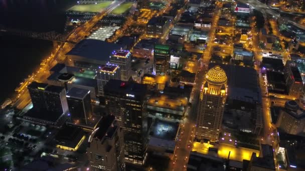 Video Aereo Del Centro Louisville Notte — Video Stock