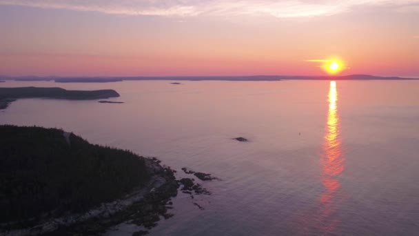 Parque Nacional Maine Acadia Aéreo Nascer Sol — Vídeo de Stock