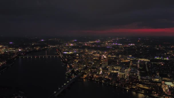 Luchtfoto Video Van Downtown Boston Nachts — Stockvideo