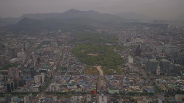 Vídeo Aéreo Torre Seul Hazy — Vídeo de Stock