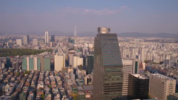 Lotnicze Wideo Dzielnicy Gangnam Seul Słoneczny Dzień — Wideo stockowe
