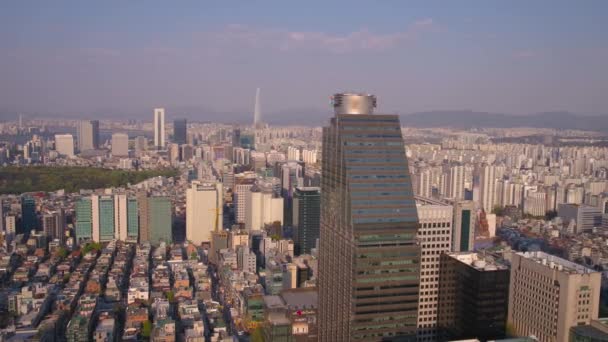 Aerial Video Stadsdelen Gangnam Seoul Solig Dag — Stockvideo