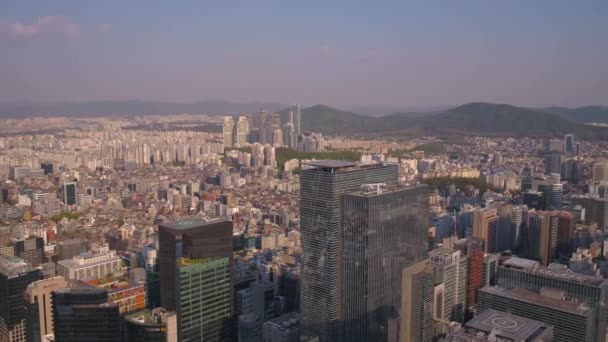 Vídeo Aéreo Distrito Gangnam Seúl Día Soleado — Vídeo de stock