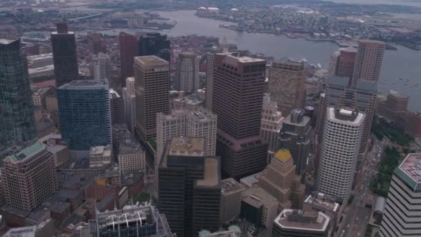 Aerial Video Downtown Boston Sunny Day — Stock Video