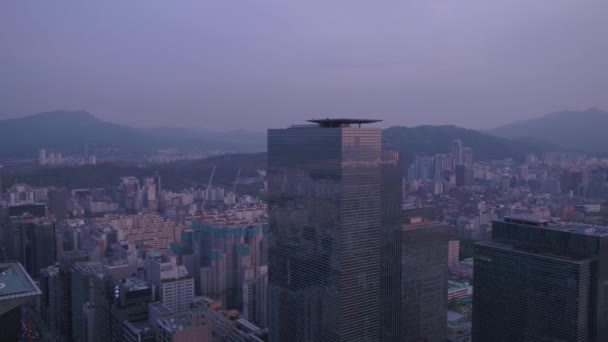 Luftbild Gangnam Distrikt Seoul Bei Sonnenuntergang — Stockvideo