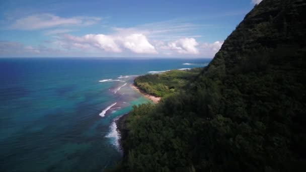 Aérea Hawaii Kauai Kalalau Napali Coast Estado Del Parque — Vídeos de Stock