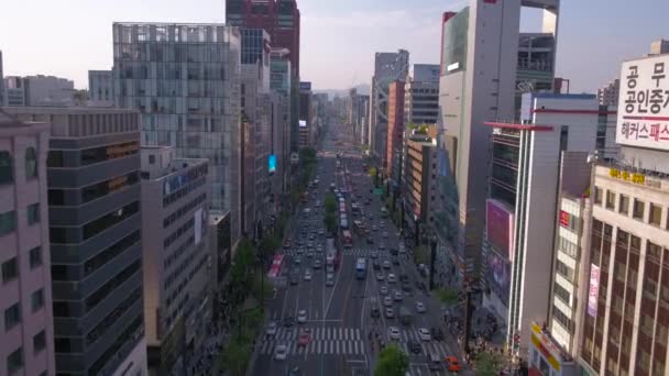 Luftbild Gangnam District Seoul Einem Sonnigen Tag — Stockvideo