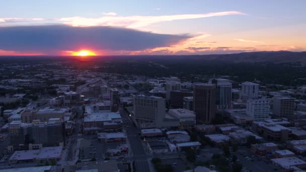 Légi Videó Downtown Boise Naplementekor — Stock videók