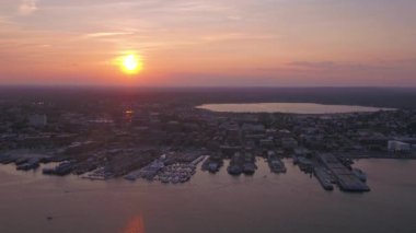 Şehir Portland günbatımı hava video.