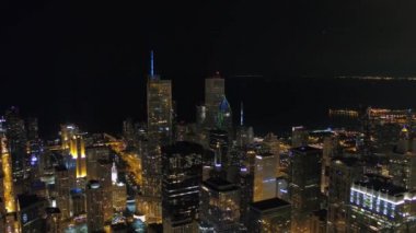 Şehir gece Chicago şehir merkezinin hava Illinois.