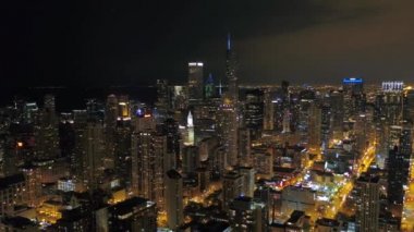 Şehir gece Chicago şehir merkezinin hava Illinois.