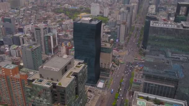 Vídeo Aéreo Distrito Gangnam Seul Dia Nublado Nebuloso — Vídeo de Stock