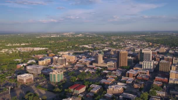 Εναέρια Idaho Κέντρο Της Boise Πόλη Μια Ηλιόλουστη Ημέρα — Αρχείο Βίντεο