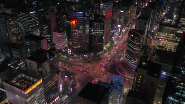 Antenna Video Éjjel Gangnam Seoul Kerület — Stock videók