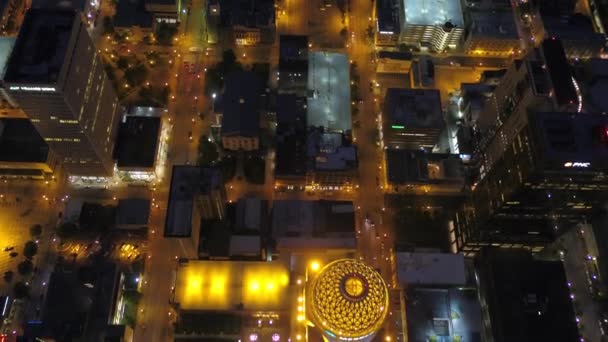 Antenowe Video Miasta Centrum Louisville Nocy — Wideo stockowe