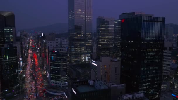 Aerial Video Gangnam District Seoul Night — Stock Video