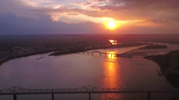 Letecké Video Centra Města Louisville Při Západu Slunce — Stock video