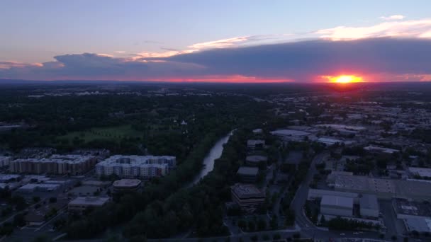 Vídeo Aéreo Del Centro Boise Atardecer — Vídeos de Stock